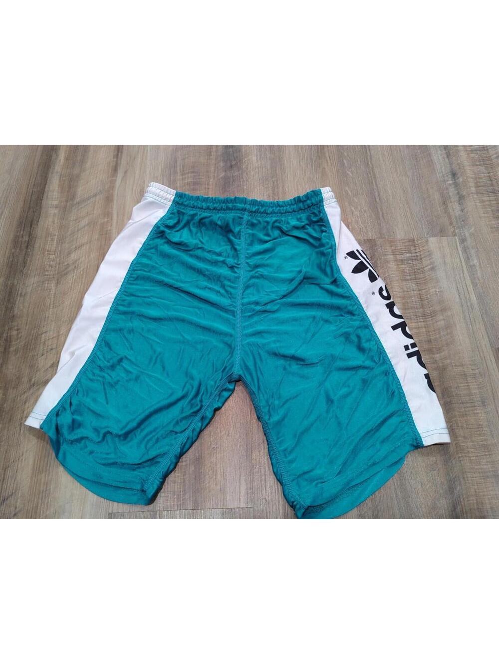 VINTAGE ADIDAS TEAL NYLON SHORTS 80S SIZE Large Triathlon Running Biking